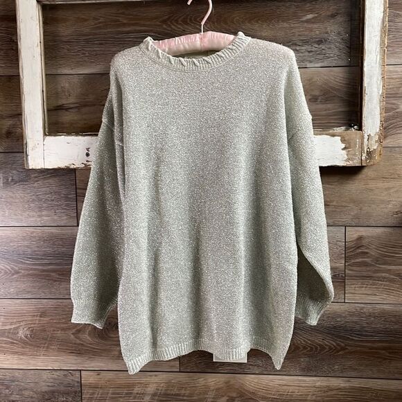 Colleen’s Collectables Sparkly Silver Metallic Vintage Sweater, Size Small - Picture 1 of 9